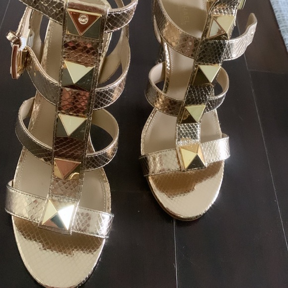Michael Kors Gold Studded Heels - Picture 7 of 11